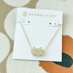 Kendra Scott Elisa Cat Pendant Necklace | Gold | Iridescent Drusy